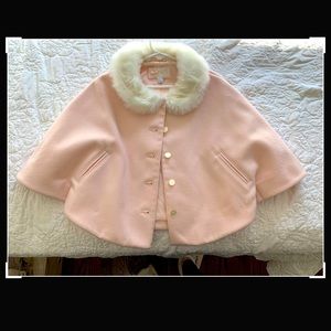 Janie and Jack girls pink cape fur trim 3 to 4